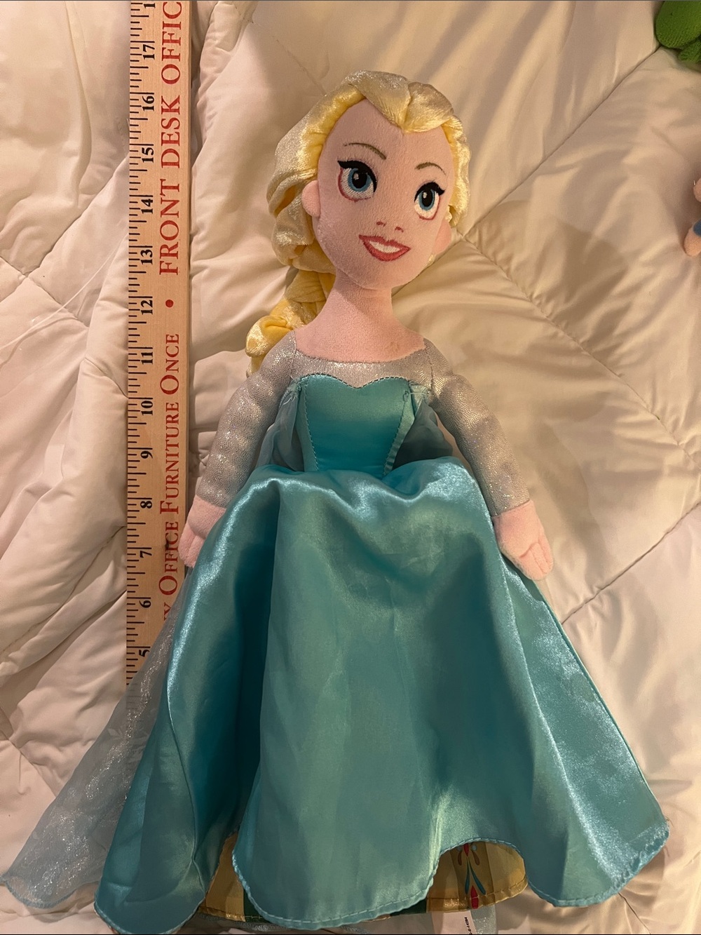 Disney Elsa and Anna Plush Topsy Turvy Doll in Aqua&Silver + Green&Gold gown